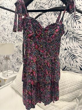 Katie J NYC Black with Multicolor Floral Accents Dress
